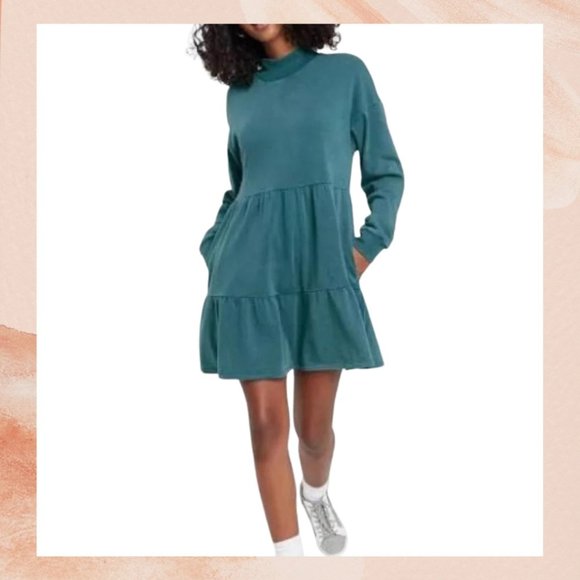 wild fable Dresses Teal Blue Casual Tiered Sweater Dress Poshmark